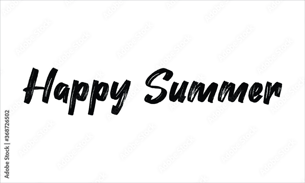 Happy Summer Brush Hand drawn Typography Black text lettering and phrase isolated on the White background Happy Summer Brush Hand drawn Typography Black text lettering and phrase isolated on the White background