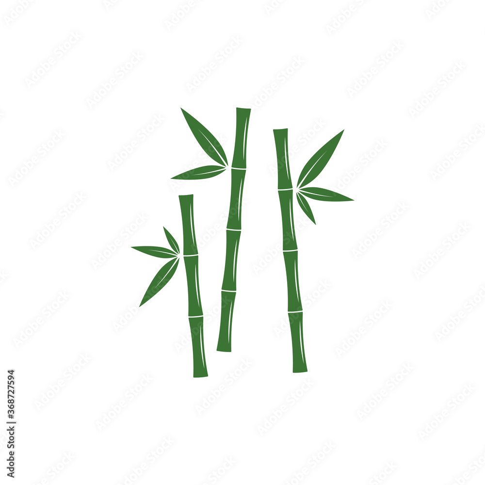 Bamboo logo with green leaf vector icon template