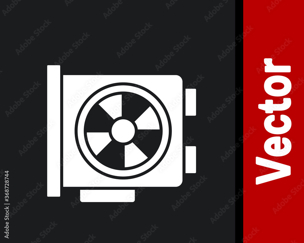 White Video graphic card icon isolated on black background. Vector. White Video graphic card icon isolated on black background. Vector.