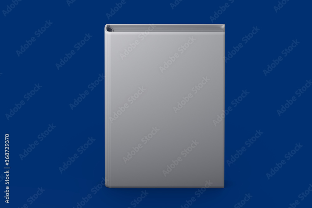 Fototapeta premium cute high resolution grey closed book, knowledge concept with parallel view isolated on blue background - object 3d illustration
