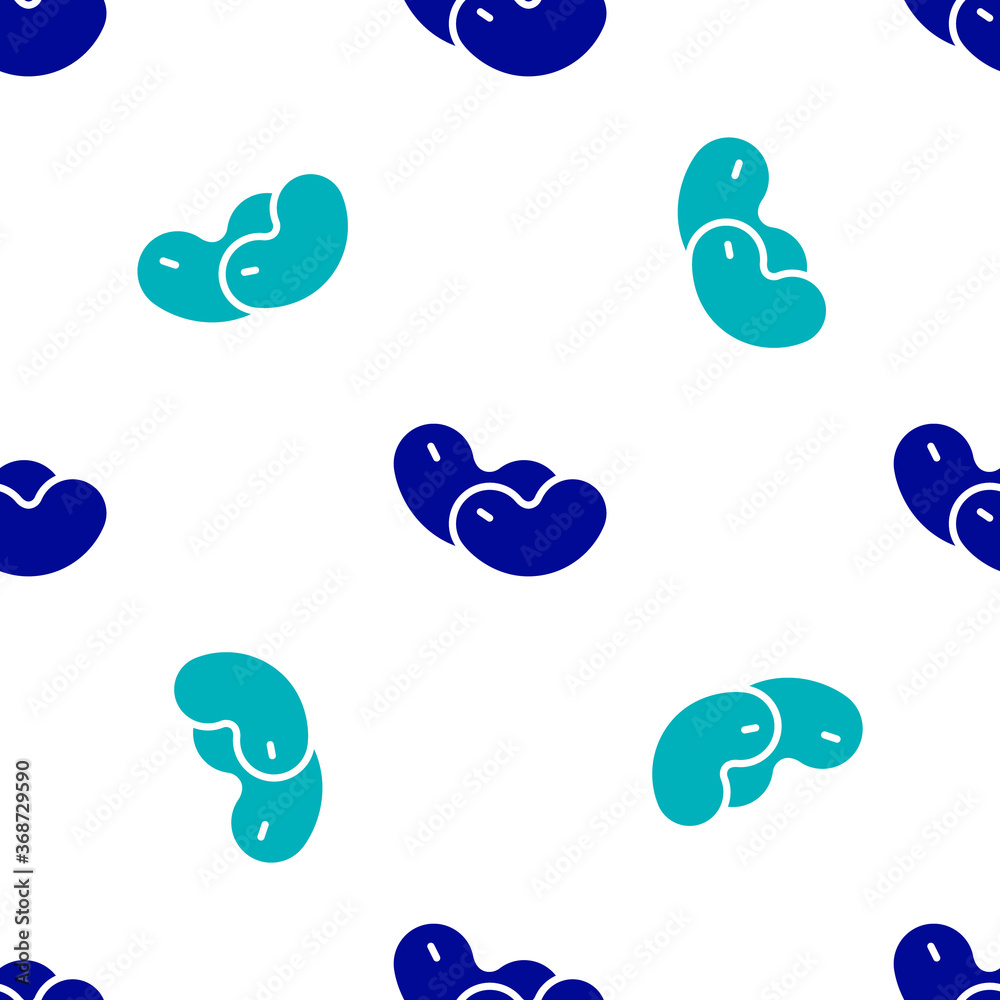 Blue Beans icon isolated seamless pattern on white background. Vector.