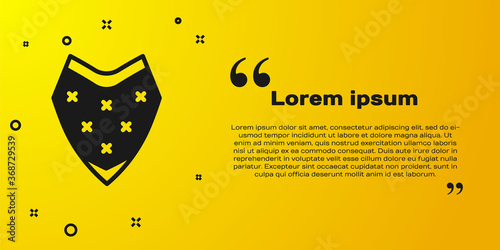 Black Traditional mexican poncho clothing icon isolated on yellow background. Vector.