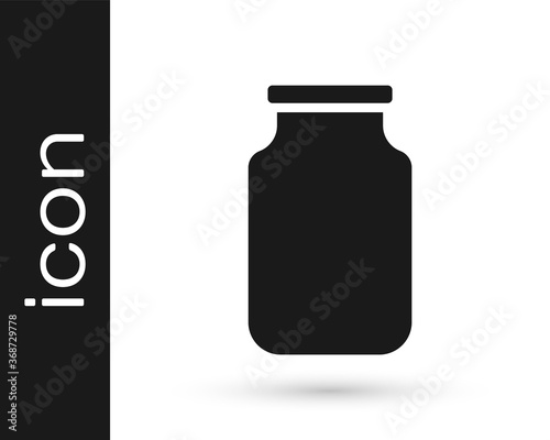 Black Glass jar with screw-cap icon isolated on white background. Vector.