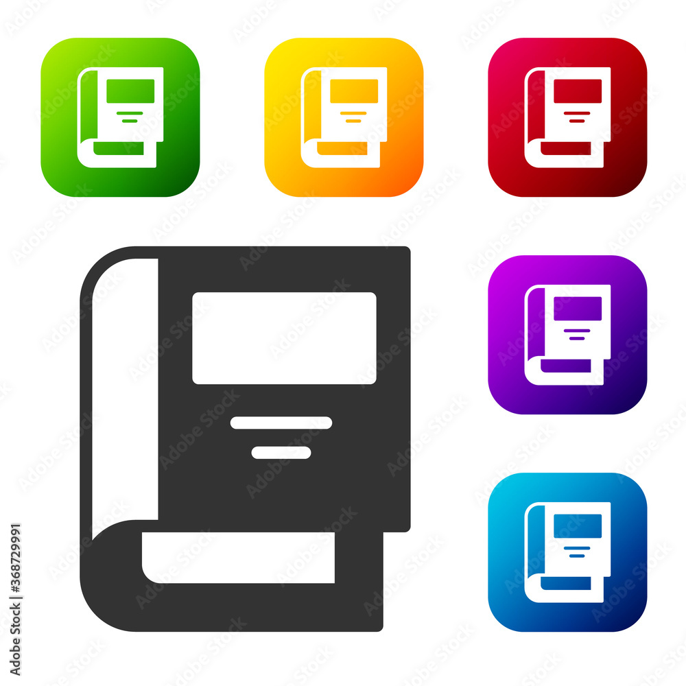 Black History book icon isolated on white background. Set icons in color square buttons. Vector. Black History book icon isolated on white background. Set icons in color square buttons. Vector.