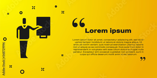 Black Museum guide icon isolated on yellow background. Vector.