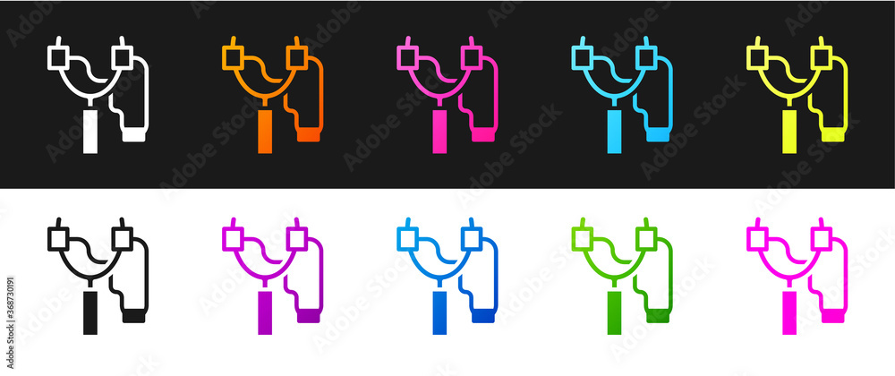 Set Slingshot icon isolated on black and white background. Vector. Set Slingshot icon isolated on black and white background. Vector.