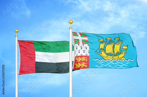 United Arab Emirates and Saint Pierre and Miquelon two flags photo