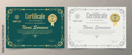 Certificate of appreciation template with vintage gold border - Vector