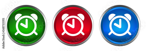 Alarm clock icon supreme round button set design illustration