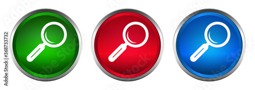 Magnifying glass icon supreme round button set design illustration
