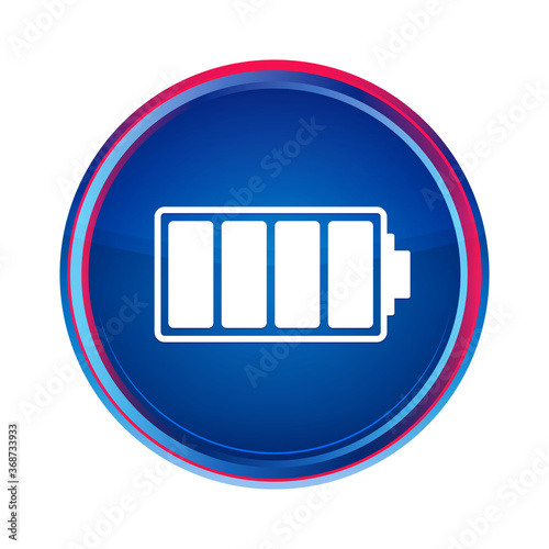 Battery icon silky blue round button aqua design illustration