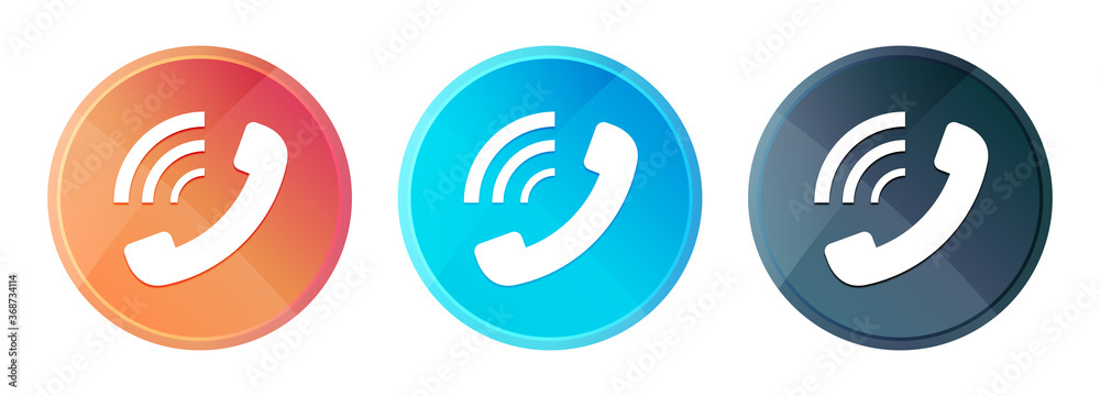 Phone ringing icon steam mist round button set shiny illustration Phone ringing icon steam mist round button set shiny illustration