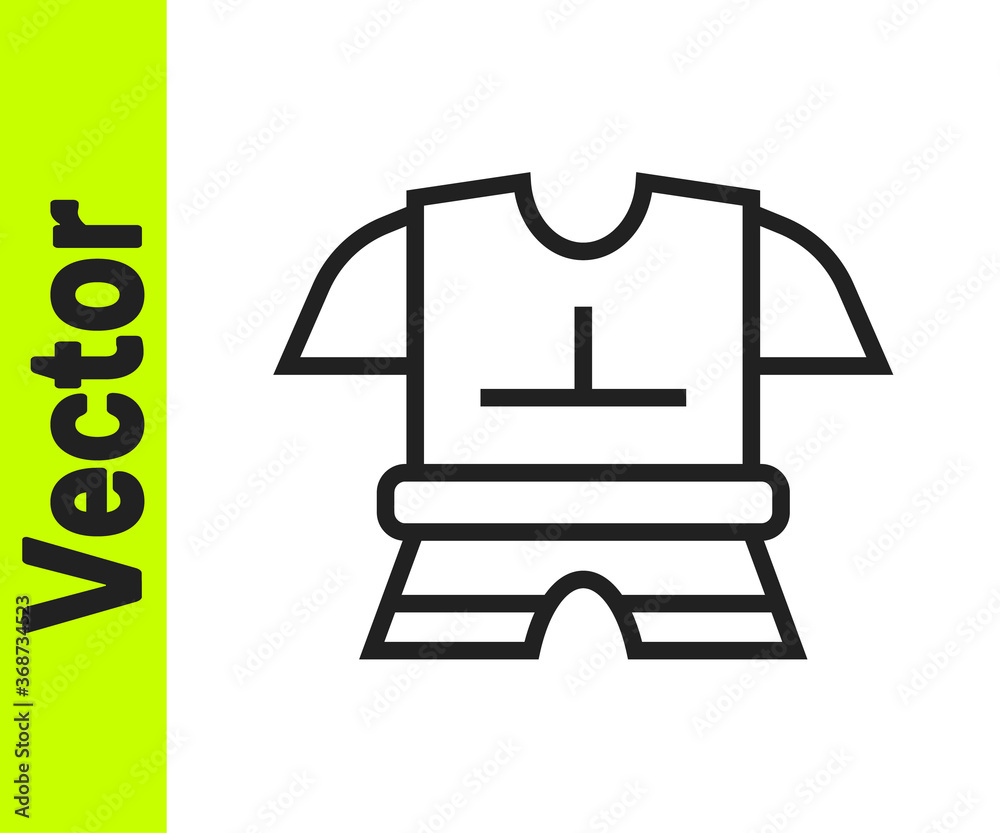 Black line Body armor icon isolated on white background. Vector. Black line Body armor icon isolated on white background. Vector.