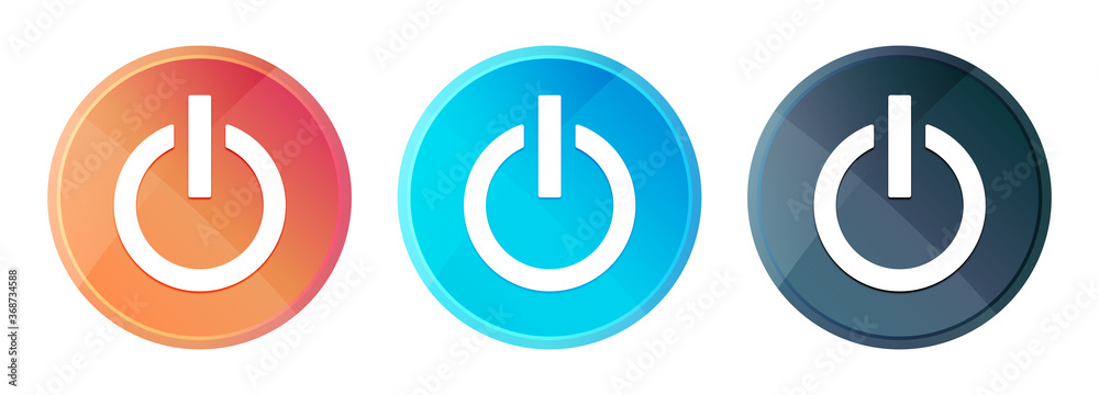 Power icon steam mist round button set shiny illustration Power icon steam mist round button set shiny illustration