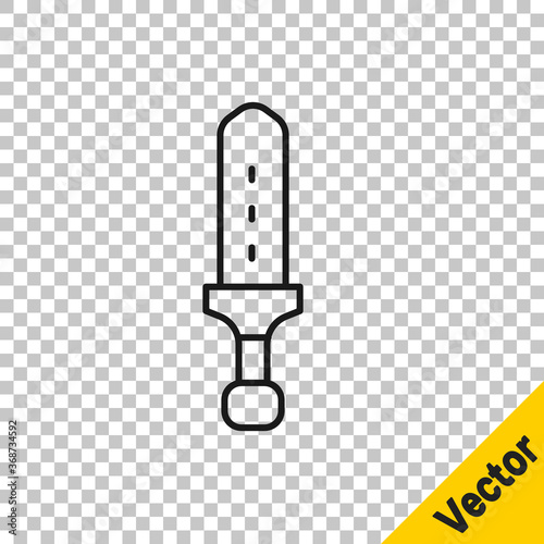 Black line Medieval sword icon isolated on transparent background. Medieval weapon. Vector.