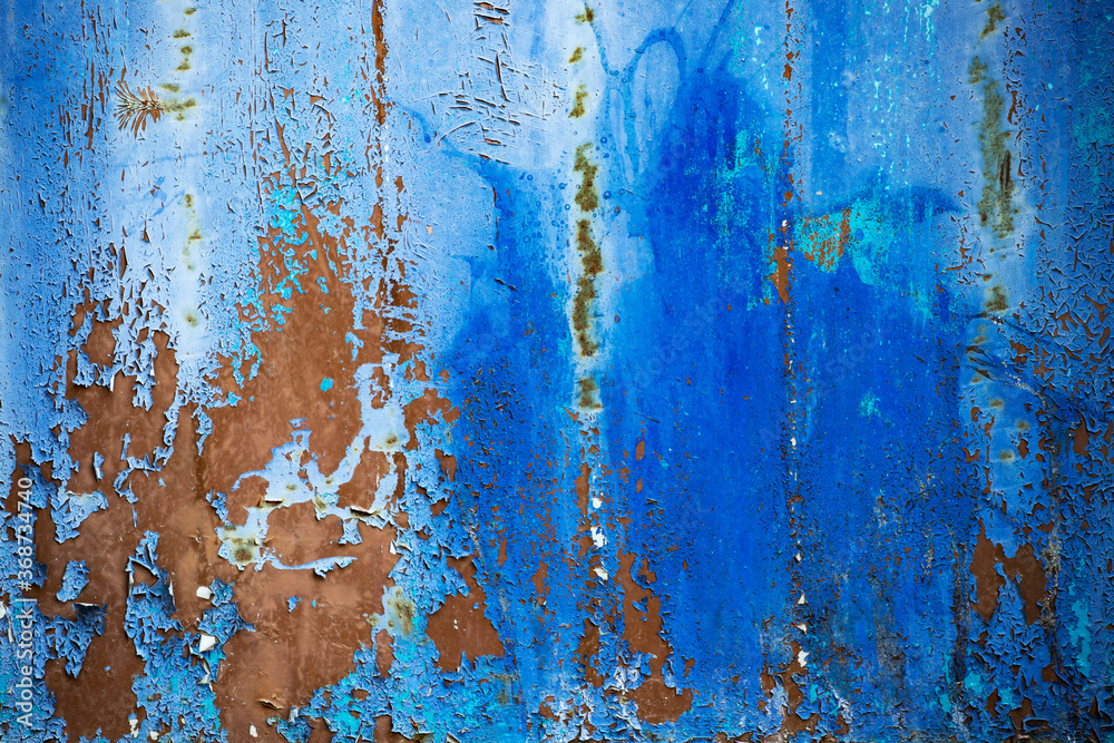 Blue painted metal with rust texture