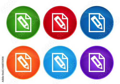 Pencil in page icon super round button set glass design