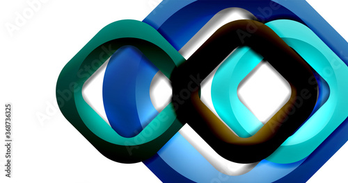 Square geometric vector abstract background, dynamic modern minimal template. Multicolored square shapes with round corners overlapping each other