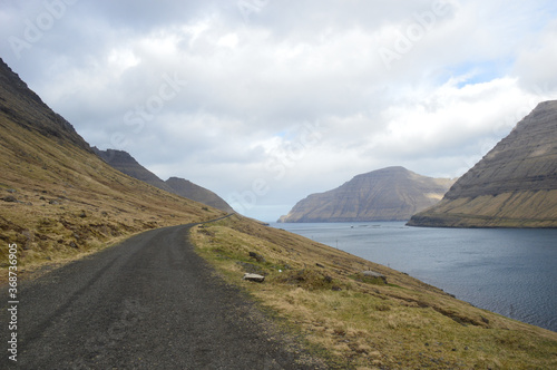 Amazing view in Faroe Islands (Denmark, Europe). Beautiful Panoramic Scene Of Nordic Islands