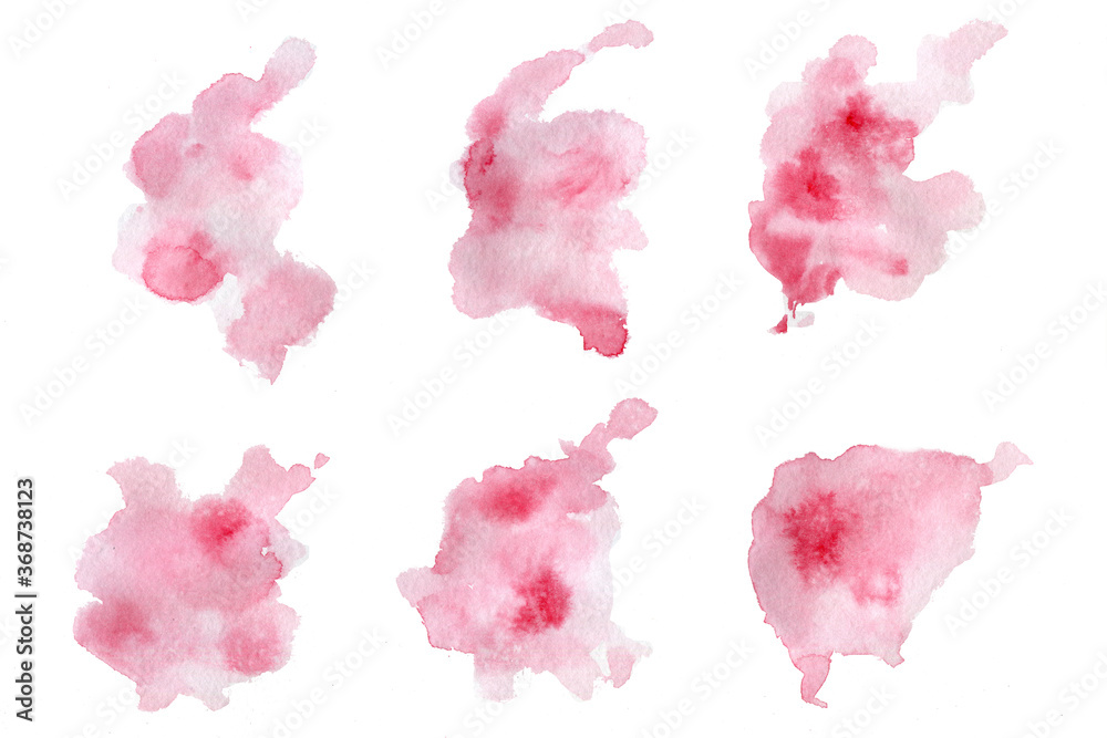 Pink hand painted watercolor stains