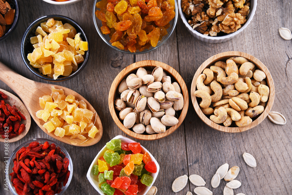 Composition with dried fruits and assorted nuts. Delicacies Composition with dried fruits and assorted nuts. Delicacies