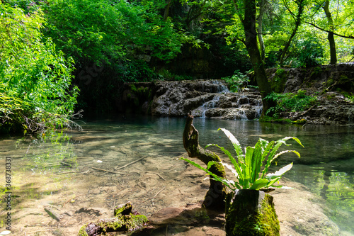 Waterfalls with streams in the forest
