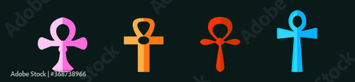 set of ankh symbol sign simple icon with various models. vector illustration