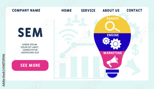 Vector website design template . SEM - Search Engine Marketing. business concept. illustration for website banner, marketing materials, business presentation, online advertising.