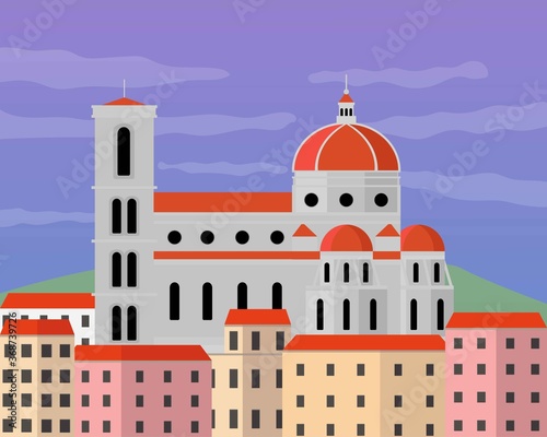 Illustration vector design of santa maria del fiore. It is located in Florence, Tuscany, Italy.