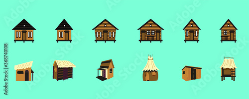 set of shack or huts with various models. vector illustration