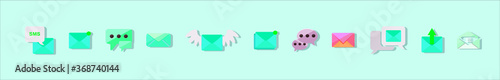 set of sms or message icon with various models. vector illustration