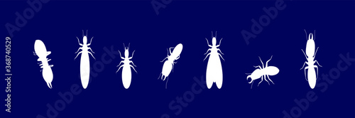 set of termite silhouettes with various models. vector illustration