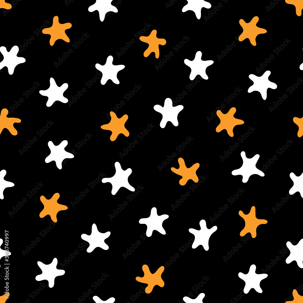 Seamless stars pattern. Vector illustration. Abstract decorative elements on black background. Great for backdrops decoration, cards, wallpaper, textile, fabric, wrappers, additions to the design, etc Seamless stars pattern. Vector illustration. Abstract decorative elements on black background. Great for backdrops decoration, cards, wallpaper, textile, fabric, wrappers, additions to the design, etc