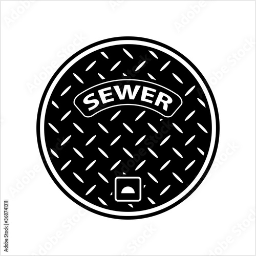 Manhole Cover Icon, Maintenance Hole Cover Icon, Sewer Cover Icon