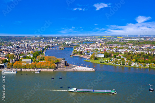 View over Koblenz and the rivers Rhine and Moselle from Fortress Ehrenbreitstein. photo