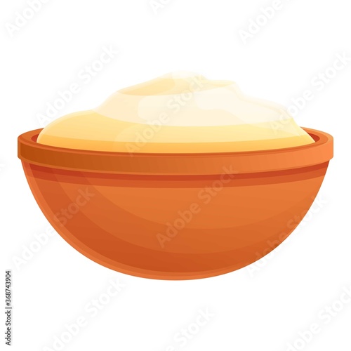 Sour cream bowl icon. Cartoon of sour cream bowl vector icon for web design isolated on white background