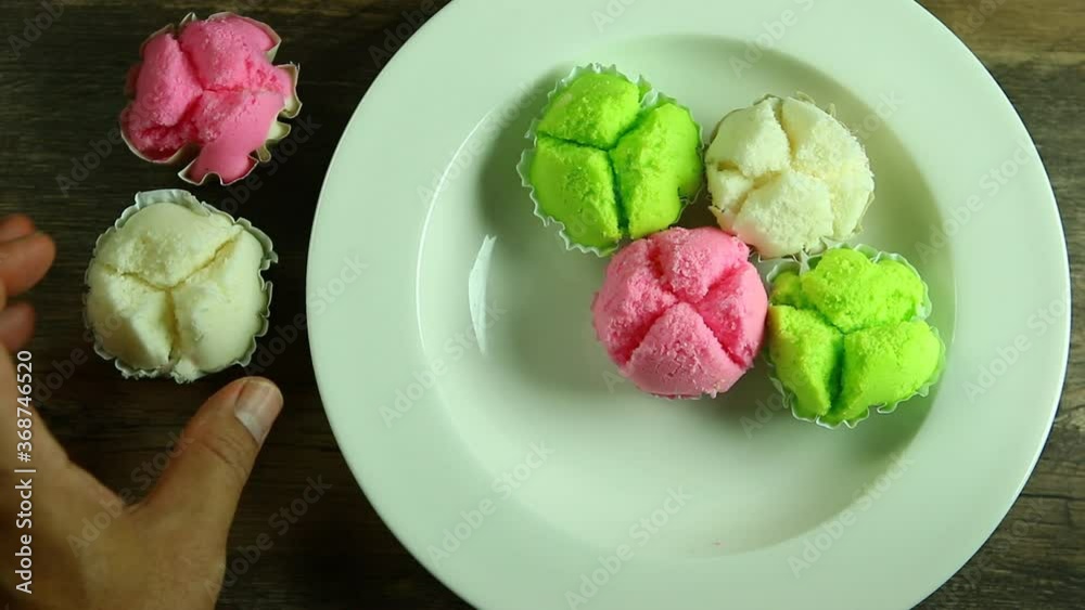 fluffy rice flour cake or Kanom Toy Fu, Thai dessert fluffy rice flour cake or Kanom Toy Fu, Thai dessert