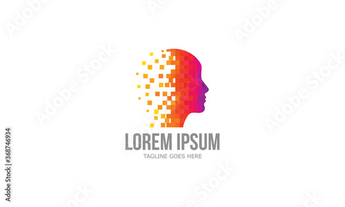 Colorful Pixel Creative Man Head Logo