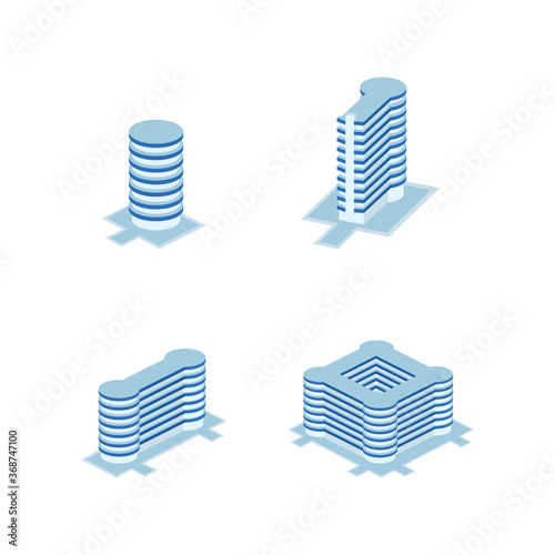 Canvas Print circular tower industrial building set- tower, apartment, urban constructions, c
