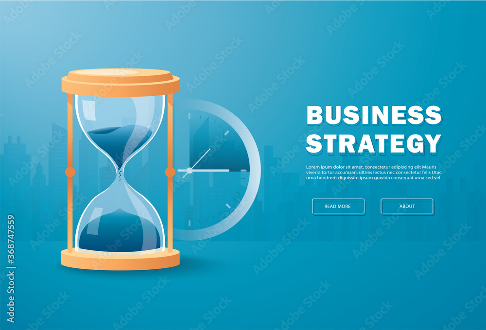 Hourglass as time passing concept for business deadline, running out of time vector illustration