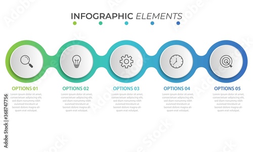 Presentation business infographic template with 5 options. Vector illustration.