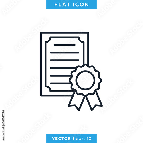 Certificate Icon Vector Design Template. Editable Stroke.