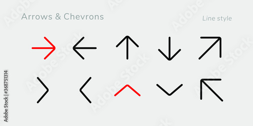 A set of nifty outline arrow and chevron icons for web or app interface and presentation projects photo