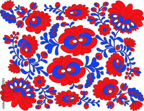 Hungarian beautiful folk art, floral decoration beautiful flower illustration