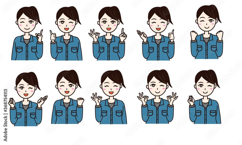 Woman business work clothes half, various smile set Woman business work clothes half, various smile set