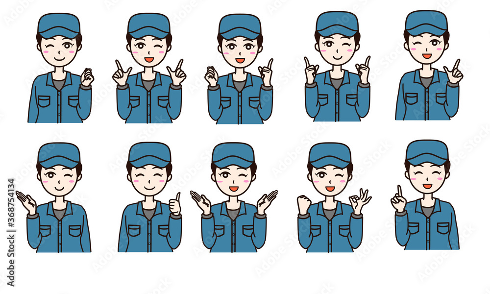 Woman business work clothes half, various smile set Woman business work clothes half, various smile set