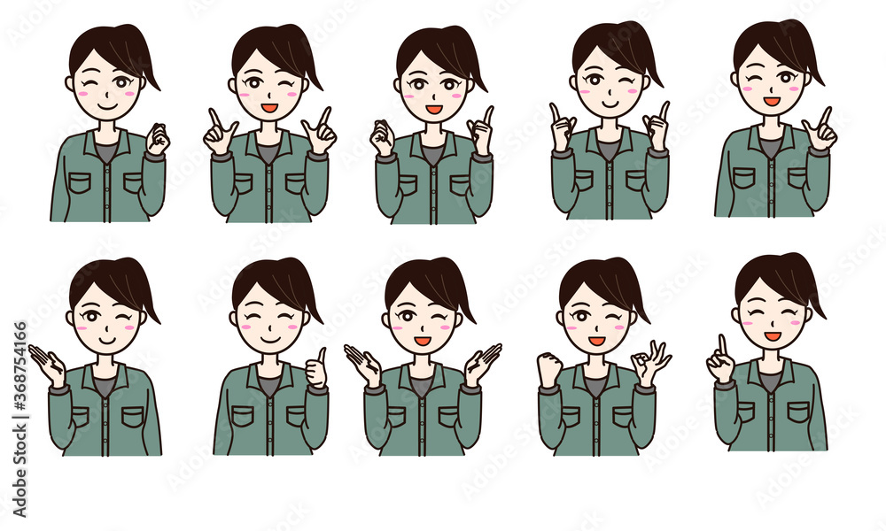 Woman business work clothes half, various smile set Woman business work clothes half, various smile set