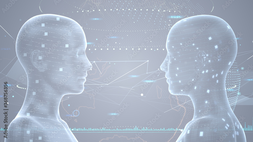 Obraz premium AI artificial intelligence digital network computer technology 3D illustration background.