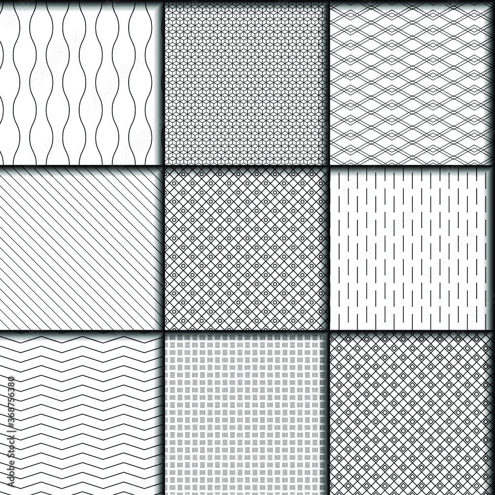Set Abstract Collection Seamless Patterns Vector Design Style
