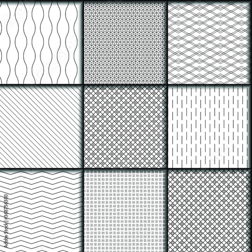 Set Abstract Collection Seamless Patterns Vector Design Style
